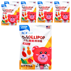 ACE SUPER KIDS 牙博士棒棒糖 8支 Set, 無人工色素、香料和防腐劑, 含膳食纖維, 美國進口, 草莓 + 柳橙, 60g, 6袋