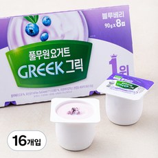 풀무원다논 그릭 블루베리 요거트, 90g, 16개입