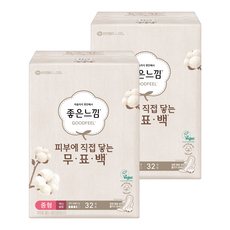 좋은느낌 유기농순면 무표백 중형 생리대 날개형, 32개입, 2개