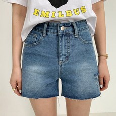 마이시즌 여성 옆컷팅 데님 청 반바지