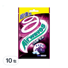 Airwaves Super極酷嗆涼無糖口香糖 超值包 紫冰野莓口味, 10包, 提神, 62g