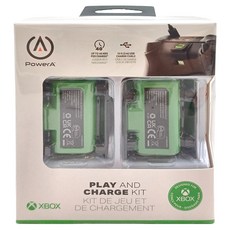 PowerA XBOX 遊戲手把充電組 2入, 長達 40 小時續航, 10 英尺(3 公尺) USB 充電線, 綠色, 1組