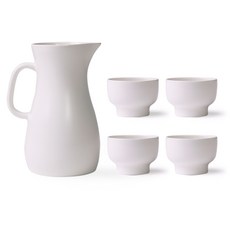 보울보울 국산 볼볼홈파티 주병세트 5P, 1세트, 주병 밀크화이트 + 소주잔 밀크화이트4P