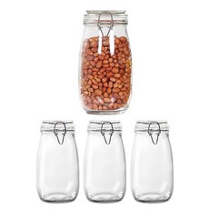 헬로키친 다용도 밀폐 유리병, 1.5L, 4개 1500ml, 4개