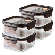 락앤락 비스프리 모듈러 정사각 밀폐용기, 4개, 600ml