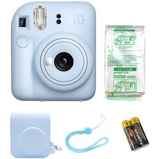 인스탁스 미니12 파스텔블루 즉석카메라 미니필름 1팩 전용가방 패키지, 1세트, instax mini 12