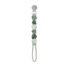 Loulou Lollipop 固齒器矽膠奶嘴鍊 - 100%食用級矽膠 奶嘴夾鏈, 龜背芋, 4個月以上, 1條