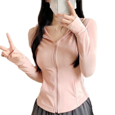 冰絲修身防曬衣, S, 蜜桃粉色