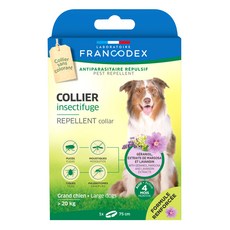 FRANCODEX 法典 新綠野防水驅蟲頸圈 - 大型犬, 天然苦棟 薰衣草 椰子油複方 天然驅避蟲, 不含 PVC 和鄰苯二甲酸酯, 1盒