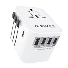 ALPHAPLAN 高速旅行多功能轉接器 USB 5.6A 5 連接埠 C 型 白色, 1個