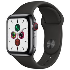 Apple 애플워치5 40mm GPS+Cellular, 블랙 스테인리스 스틸 케이스, 블랙 스포츠 밴드