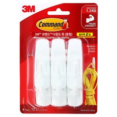 3M 無痕 掛勾 M號 6入裝, 單色, 1組