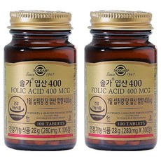 솔가 엽산 400, 100정, 2개 100정, 28g, 2개