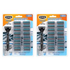 Schick 舒適牌 Quattro 4鈦製刮鬍刀 1入+替換刀片 17入組, 2組