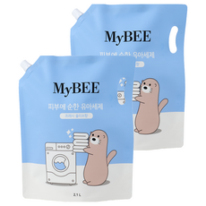 MyBEE 孩童溫和洗衣精補充包 清新橄欖香, 2.1L, 2包