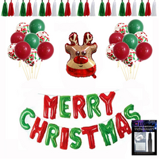 투코비 크리스마스 장식 풍선 + 손펌프 + 고정테이프, 루돌프, 1세트