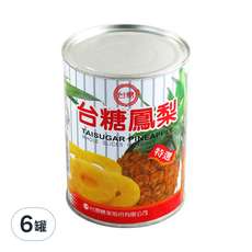 台糖鳳梨罐 整片, 台灣經典品牌暢銷三十年, 適用於漢堡、糕點、冰品, 565g, 6罐