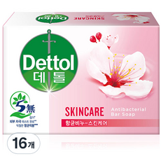 데톨 스킨케어 목욕비누 플로럴향, 100g, 16개