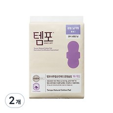 템포 내추럴 순면 패드 날개형 생리대, 중형, 16개입, 2개