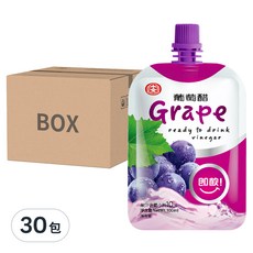 十全 葡萄醋飲料, 促進消化, 葡萄口味, 立袋式設計, 100ml, 30包