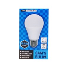 SAMS BULB LED 全電壓節能省電燈泡 10W 6500K 晝光色 E27 60入, 白光, 1組