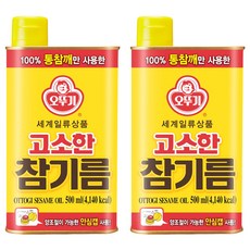 오뚜기 고소한 참기름 캔, 500ml, 2개