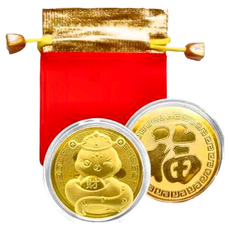 金箔招財錢母, 2025開運金蛇, 吉祥福蛇, 靈蛇開運, 直徑約4.5cm, 招財金蛇, 1個