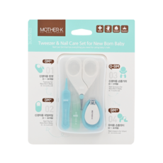 MOTHER-K 嬰幼兒安全指甲護理4件組, 新生兒適用,安全, 衛生, 薄荷綠色+白色, 1組