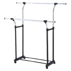 Useful Design 悠室屋家居 Y型雙桿衣架, 長度/寬度可伸縮, DIY組裝, 90~155 x 50 x 94~170cm, 銀色 + 黑色