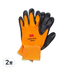 3M 亮彩舒適型止滑耐磨手套, 橘, 2雙