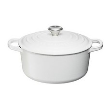 LE CREUSET 圓鐵鍋 22cm 水霧白 附鋼頭鍋蓋 鑄鐵鍋 燉鍋, 1個
