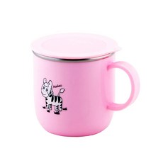 ZEBRA THAILAND 斑馬兒童馬克杯 附蓋 250ml 304不鏽鋼 粉色, 粉紅色, 250cc, 1個