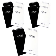 데이스토리 PP기자수첩 1000 58매 2종 x 5p 세트, 흑색, 백색, 1세트