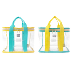 Bagtory HK 百寶袋王 HELLO Boxy手提袋, 7L容量, 95%聚氯乙烯 5%滌綸, 3mm, 藍色 + 黃色, 1組