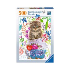 Ravensburger 德國維寶 拼圖 茶杯裡的貓咪 500片, 1盒