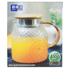 日安工坊 R03壺, 1000ml 耐熱玻璃壺, R03, 1L, 1個