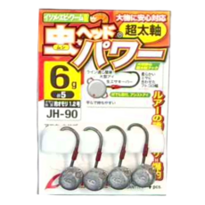 C'ultiva JH-90 鉛頭鉤 超粗骨 加強版蟲頭 軟蟲路亞用 短骨 短軸 根釣 石斑 河口魚 路亞 虫ヘッドパワー, 4個裝, 1組