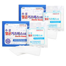 수성 멸균거즈 에스 3호 10cm x 10cm x 8겹, 100개입, 2개 100매입, 2box