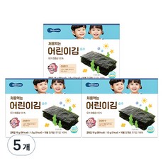 베베쿡 처음 먹는 어린이 김 순수 15g x 3p, 45g, 5개, 김맛 - 처음먹는어린이김순수