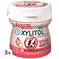 롯데자일리톨 알파 입안촉촉 피치 용기, 86g, 3개