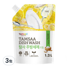 Tamsaa 小蘇打蔬果碗盤清潔液 補充包, 1.2L, 3包