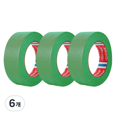 iQIHAN 칼라 마스킹 종이테이프 25mm x 15m, 그린, 6개