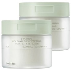 celimax 積雪草BHA舒緩修護淨膚棉片, 60片, 2罐