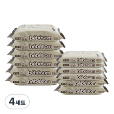 베베솜 순면 건티슈 10매 x 4p + 20매 x 8p 세트 3, 60g, 4세트