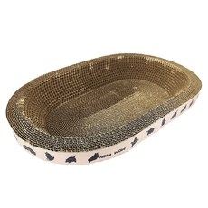瓦楞紙貓抓盆 附貓薄荷, 45 x 30 x 9cm, 貓咪磨爪休憩好物, 單色, 1個