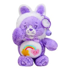 Care Bears 療癒立體造型絨毛公仔鑰匙圈掛飾 兔耳款 紫色 17cm 聚酯纖維, 兔耳紫, 1個