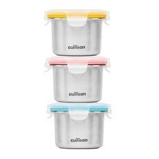 cuitisan 酷夢系列 副食品多用途三色保鮮盒 大, 黃色 + 粉色 + 藍色, 250ml, 1組