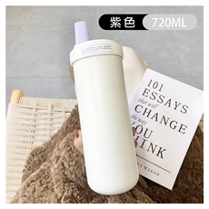 大象保溫珍奶隨行杯, 720ML, 304不鏽鋼內膽+食品級PP, 耐溫0度~110度, 粗吸管, 可吃珍珠/椰果/仙草凍, 紫色, 1個