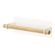 JUSTHOME 日式簡約磁吸式木桿毛巾掛架21cm, 純白簡約風, 21cm, 1個