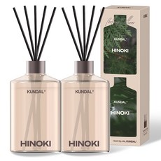 쿤달 대용량 퍼퓸 디퓨저 + 섬유스틱 세트, 히노키, 500ml, 2개